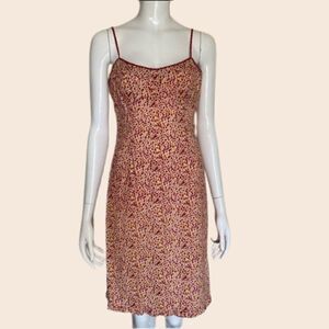 Vintage 90's Red & Orange Max Studio Ditsy Slip Sundress Size 6